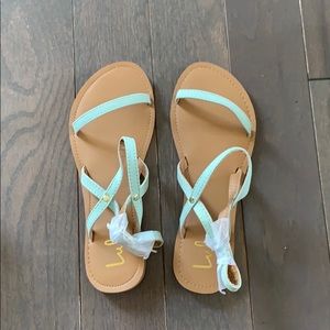 Rika Mint Nubuck Flat Sandals